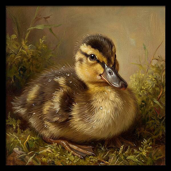 Duckling Among Moss