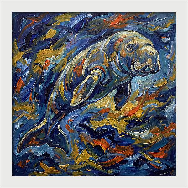 Dugong In Expressionist Waves