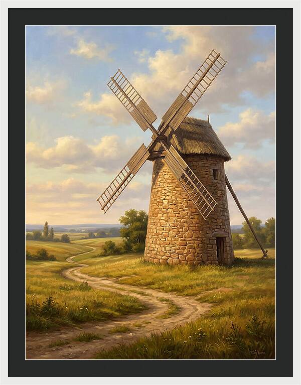 Dusk Over The Stone Windmill