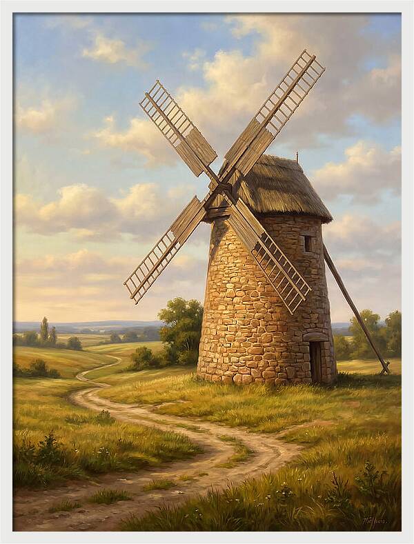 Dusk Over The Stone Windmill