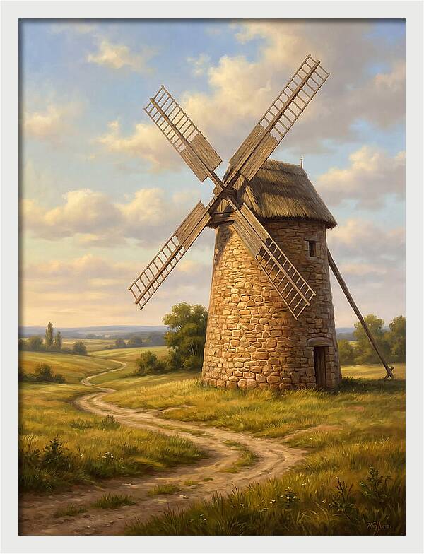 Dusk Over The Stone Windmill