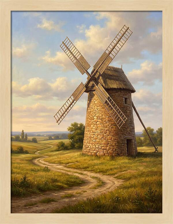 Dusk Over The Stone Windmill