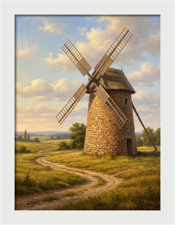 Dusk Over The Stone Windmill