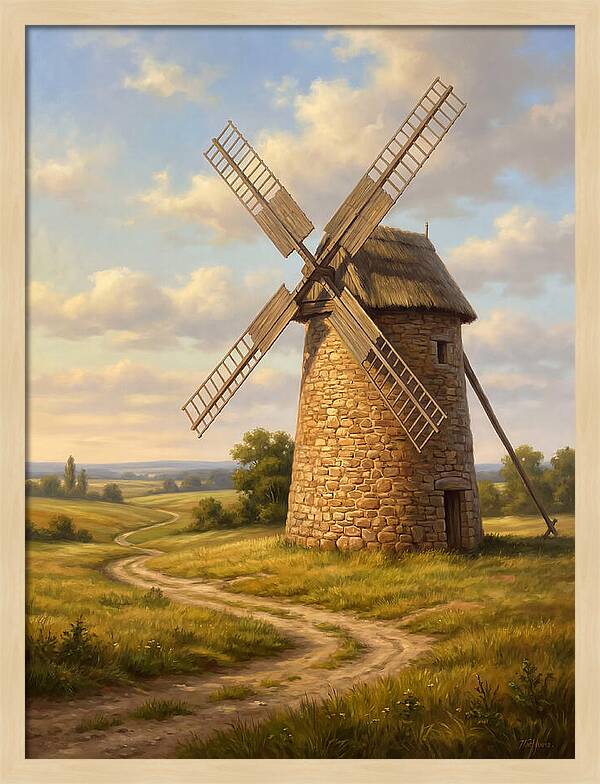 Dusk Over The Stone Windmill