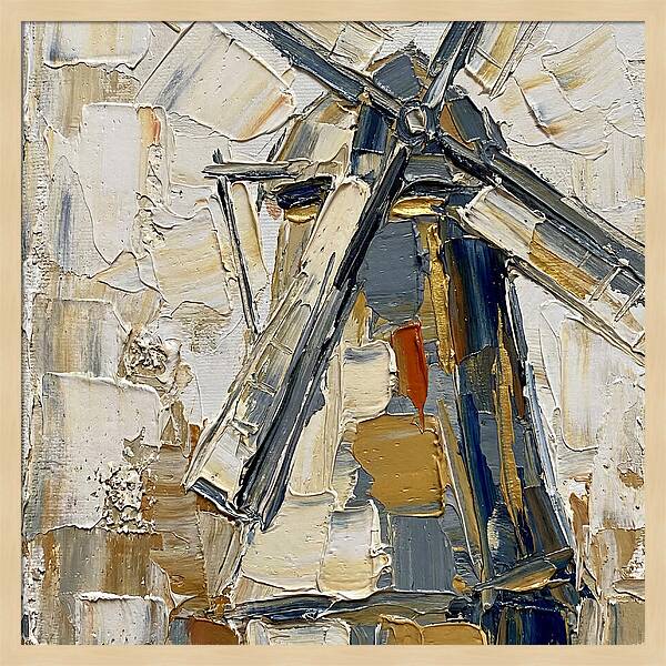 Dutch Windmill In Palette Knife Style