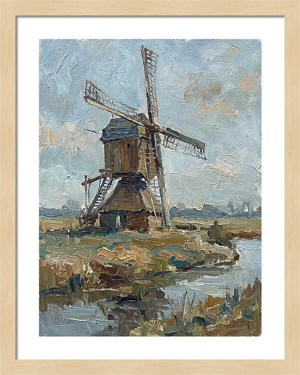Dutch Windmill Under Blue Skies