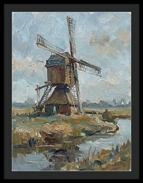 Dutch Windmill Under Blue Skies