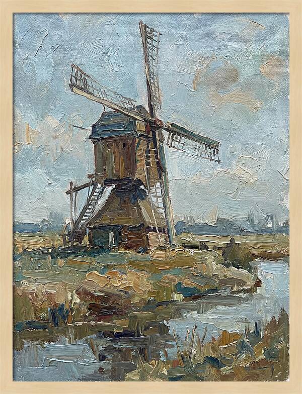Dutch Windmill Under Blue Skies