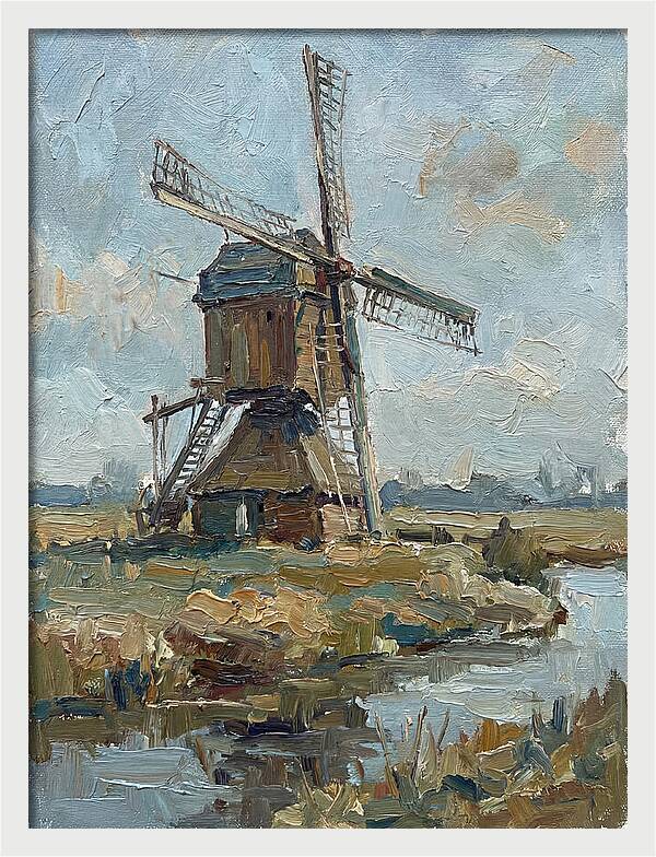 Dutch Windmill Under Blue Skies