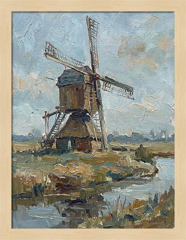 Dutch Windmill Under Blue Skies