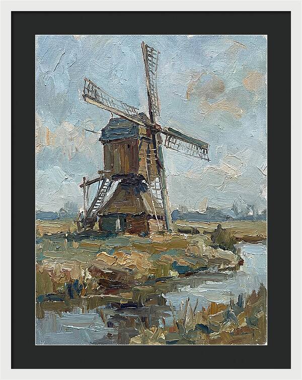 Dutch Windmill Under Blue Skies