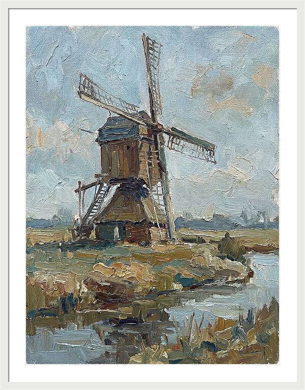 Dutch Windmill Under Blue Skies