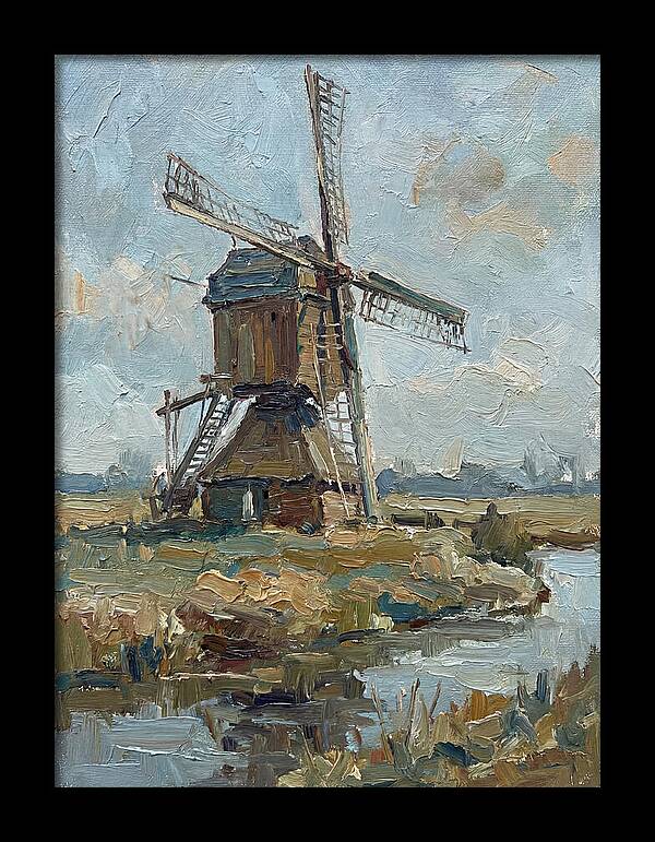 Dutch Windmill Under Blue Skies