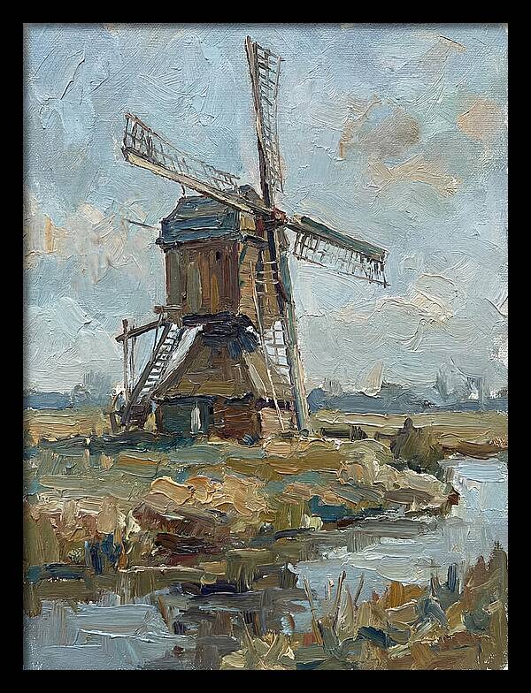 Dutch Windmill Under Blue Skies