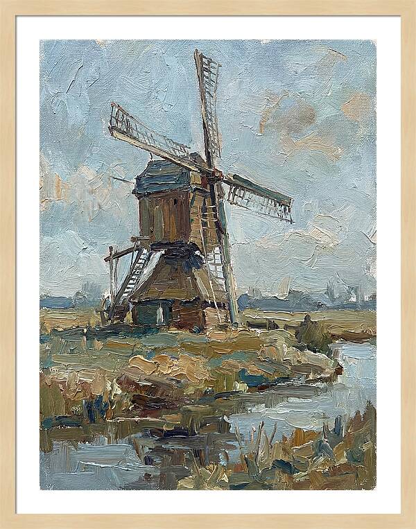 Dutch Windmill Under Blue Skies