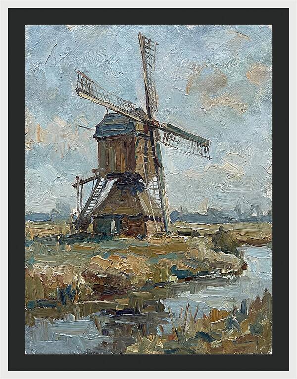 Dutch Windmill Under Blue Skies