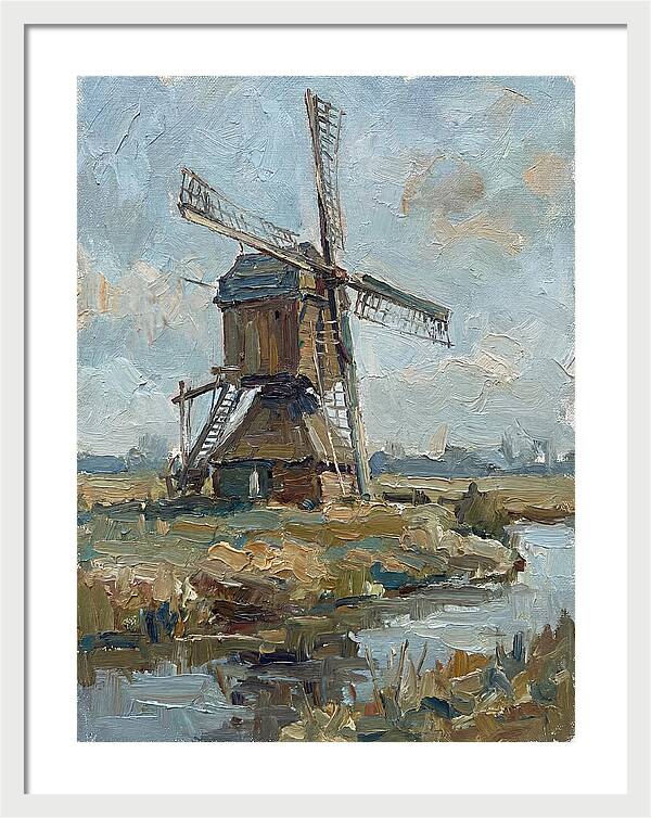 Dutch Windmill Under Blue Skies