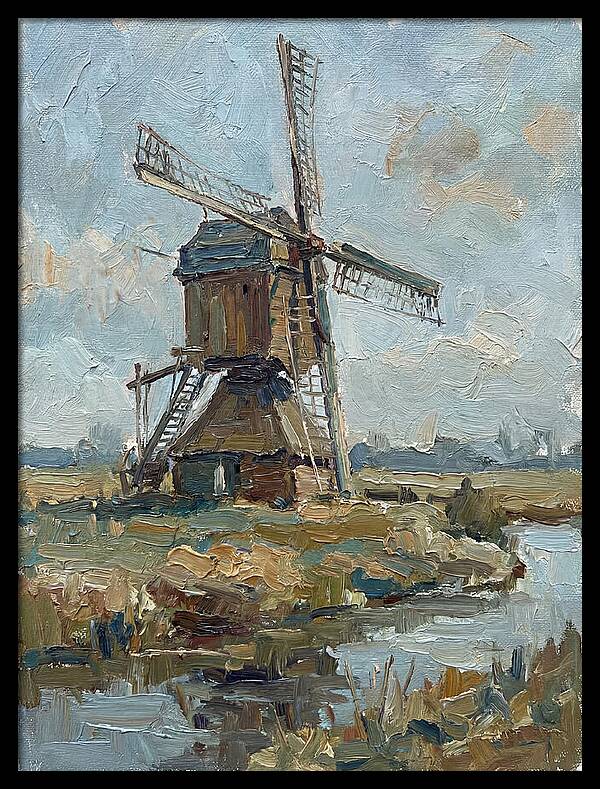Dutch Windmill Under Blue Skies