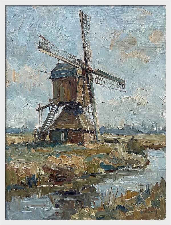 Dutch Windmill Under Blue Skies