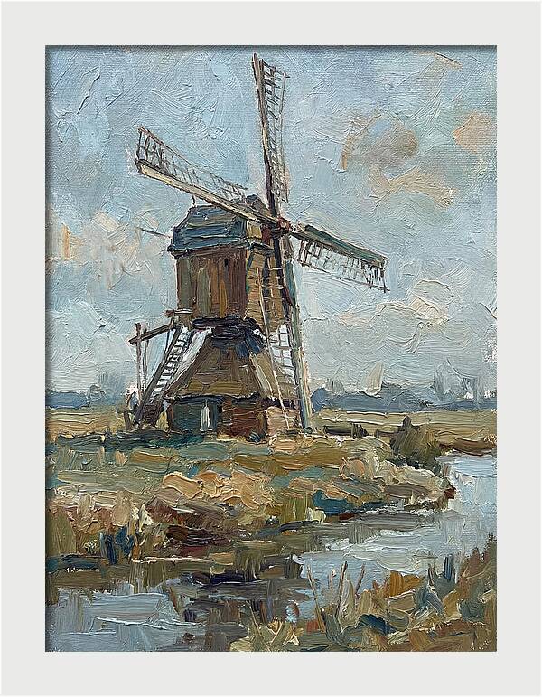 Dutch Windmill Under Blue Skies