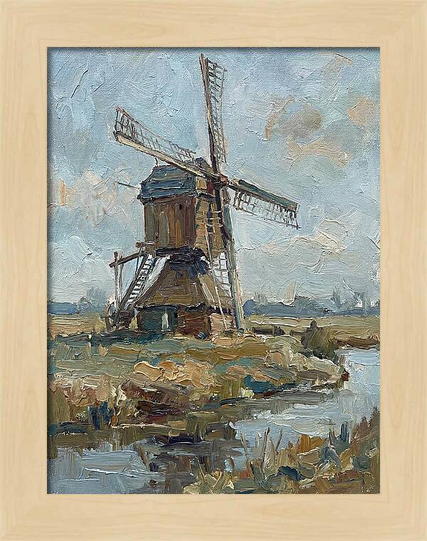 Dutch Windmill Under Blue Skies