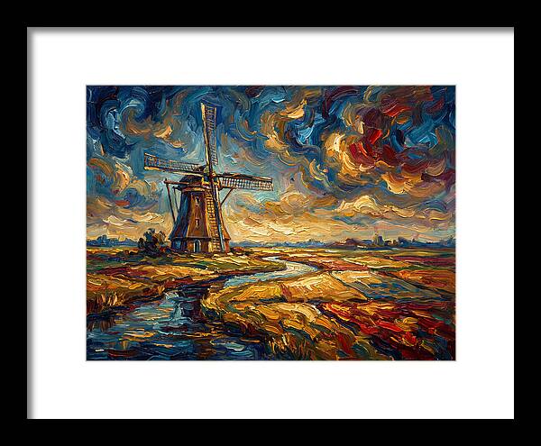 Dutch Windmill Under Skies