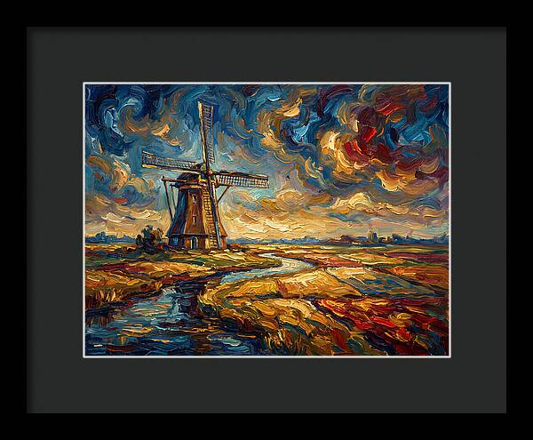 Dutch Windmill Under Skies