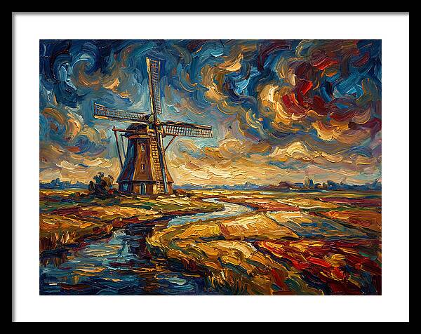 Dutch Windmill Under Skies