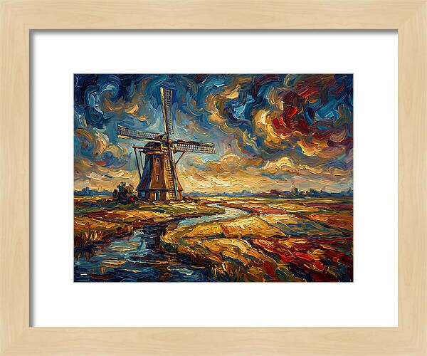 Dutch Windmill Under Skies