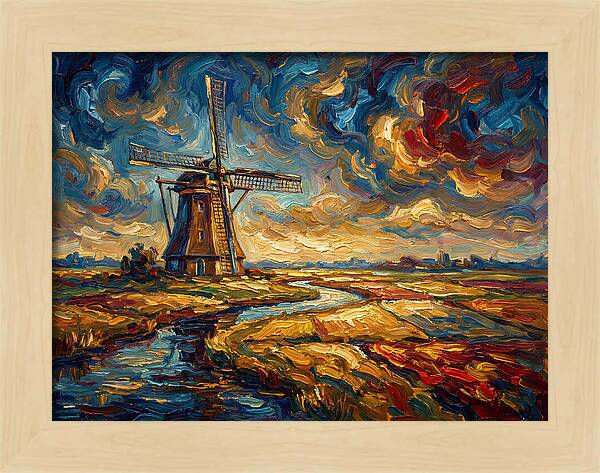 Dutch Windmill Under Skies