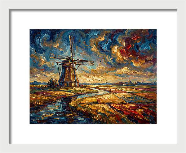 Dutch Windmill Under Skies