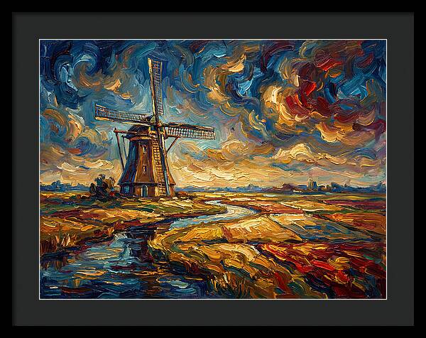 Dutch Windmill Under Skies