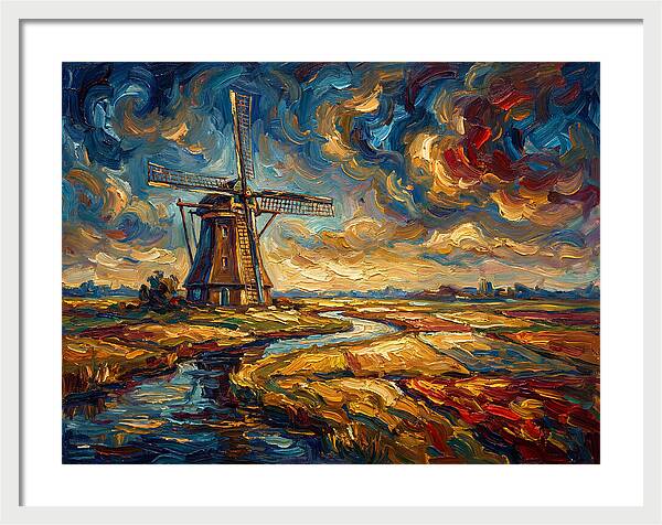 Dutch Windmill Under Skies