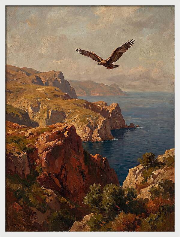 Eagle Over Mediterranean Cliffs