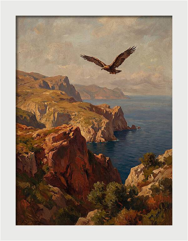 Eagle Over Mediterranean Cliffs