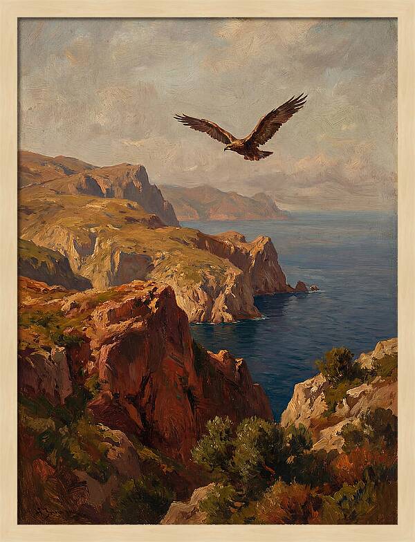 Eagle Over Mediterranean Cliffs