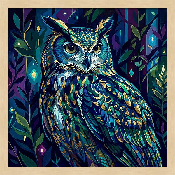 Eagle Owl In Vibrant Forest