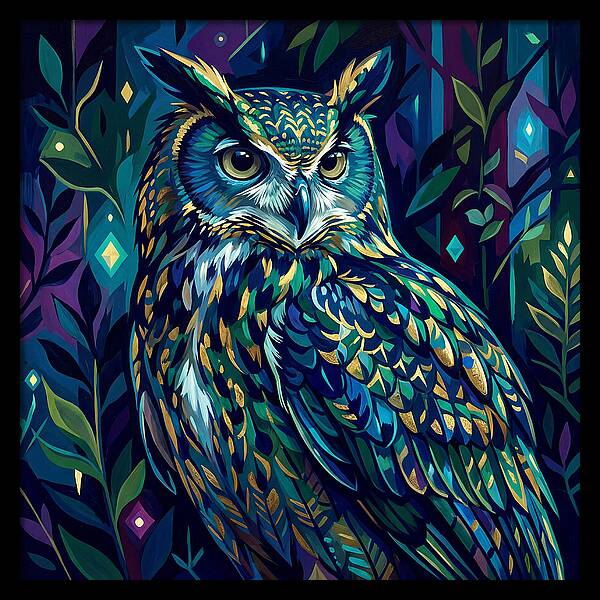 Eagle Owl In Vibrant Forest