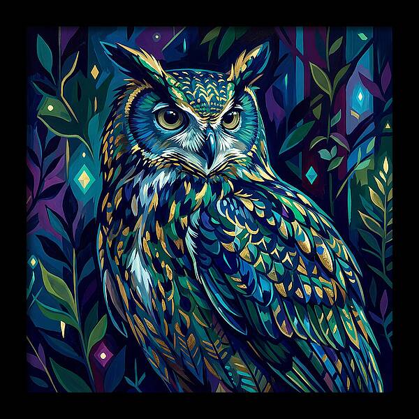 Eagle Owl In Vibrant Forest
