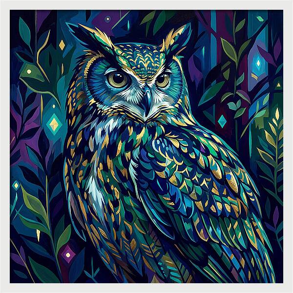 Eagle Owl In Vibrant Forest