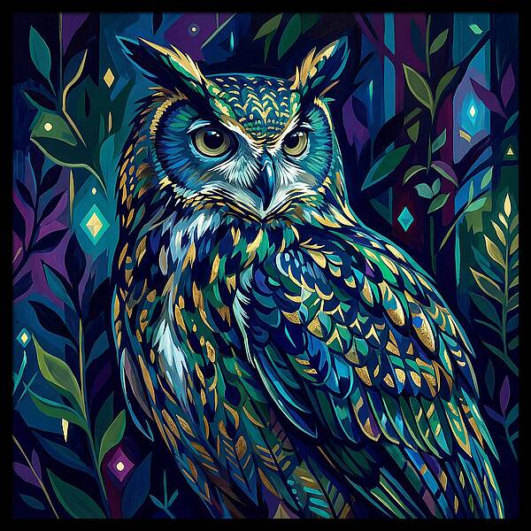 Eagle Owl In Vibrant Forest