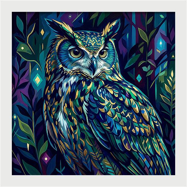 Eagle Owl In Vibrant Forest