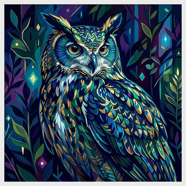 Eagle Owl In Vibrant Forest