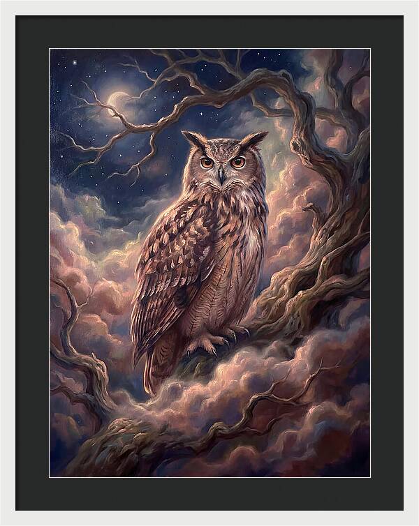 Eagle Owl Under Moonlight