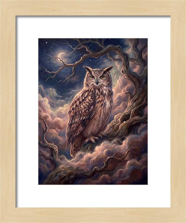 Eagle Owl Under Moonlight