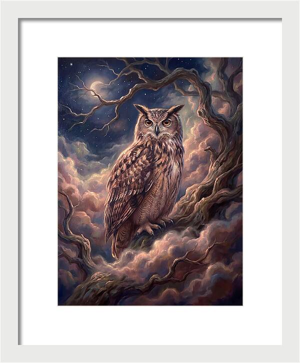 Eagle Owl Under Moonlight