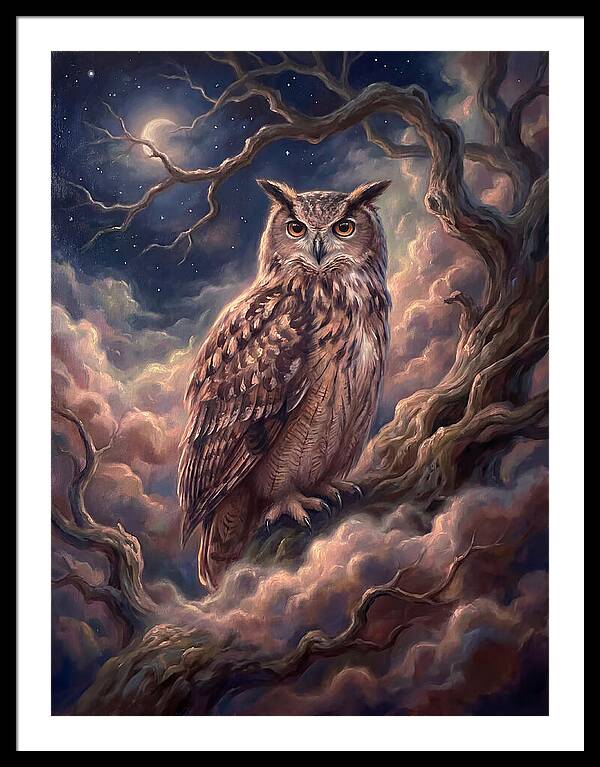 Eagle Owl Under Moonlight