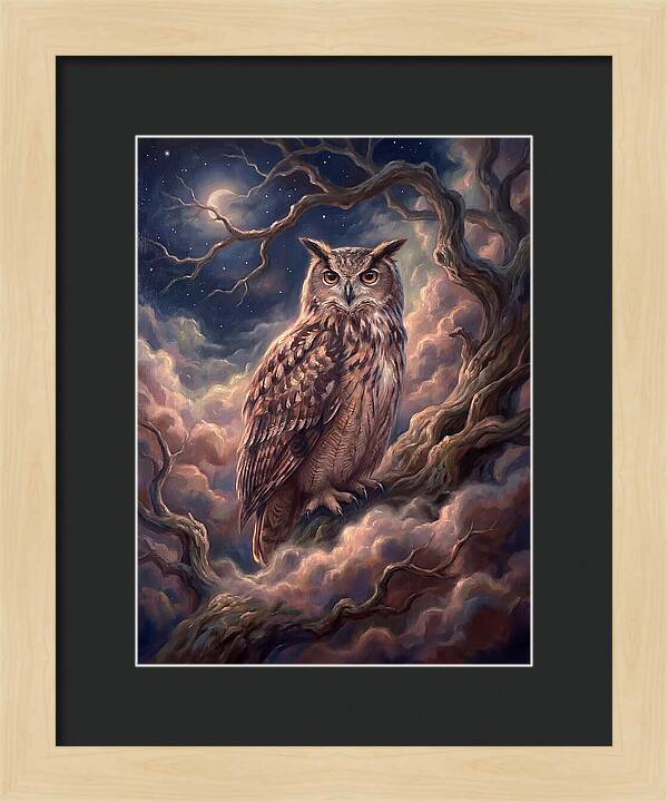Eagle Owl Under Moonlight
