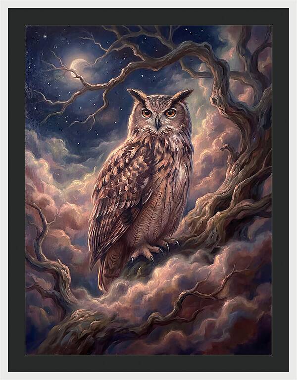 Eagle Owl Under Moonlight