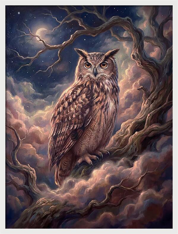 Eagle Owl Under Moonlight